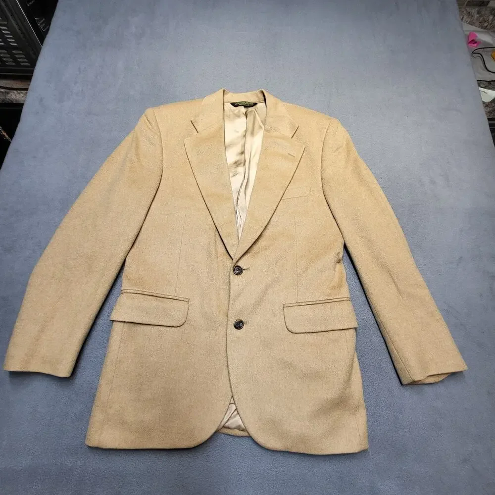 Camel Hair Blazer American Trend Estate Mens 40? Brown 2 Button Coat Made In USA